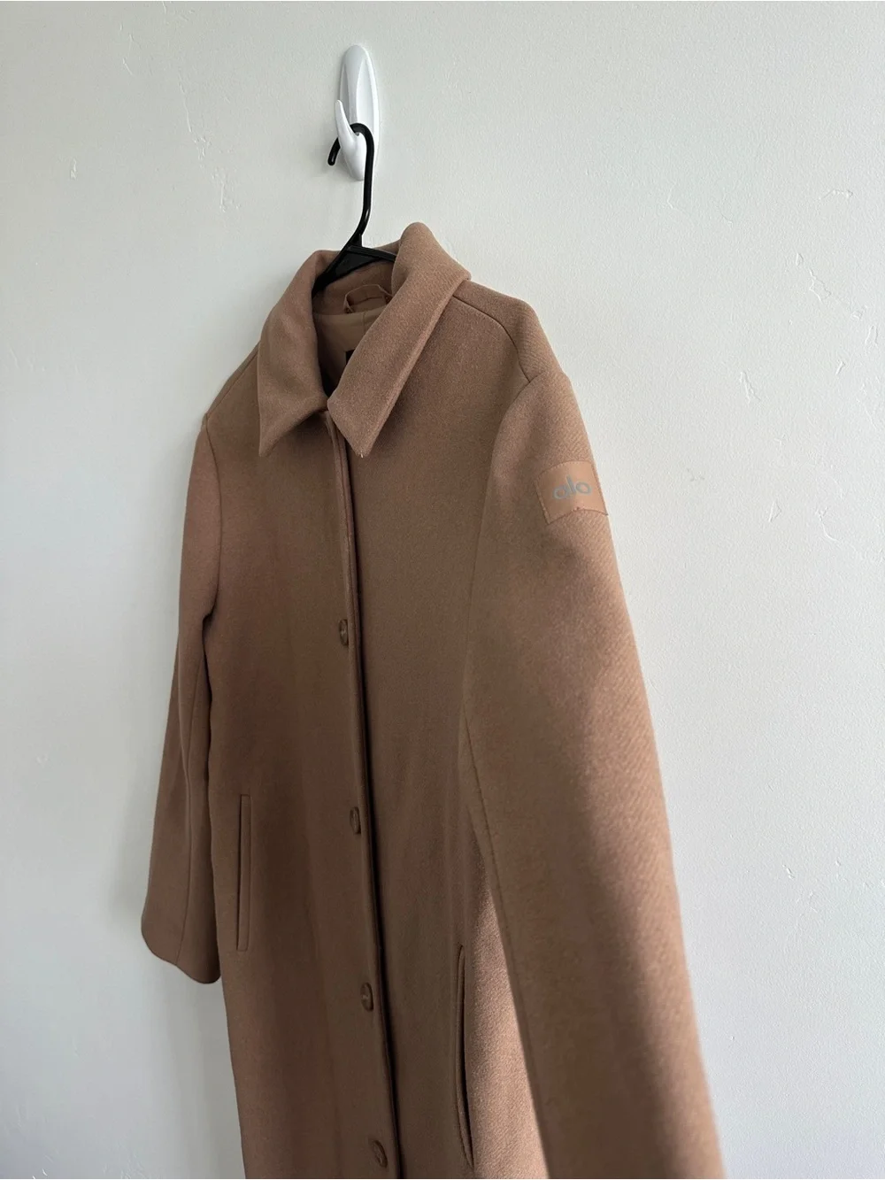 ALO Yoga Wool Metro Long Coat - Toasted Almond Brown - Small